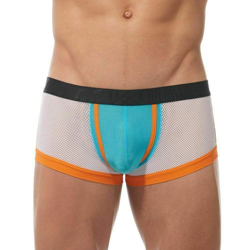 Gregg Homme Boxer Challenger Sporty Mesh Trunk White/Orange 170505 64 - SexyMenUnderwear.com