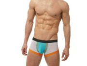 Gregg Homme Boxer Challenger Sporty Mesh Trunk White/Orange 170505 64 - SexyMenUnderwear.com