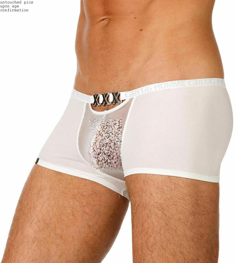 GREGG HOMME Boxer Sensuel Transparent Romantic ''PIMP'' Edition White 96605 161 - SexyMenUnderwear.com