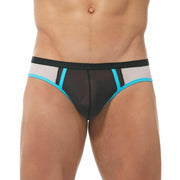Gregg Homme Brief Challenger Sporty Slips Mesh Panels White/Aqua 170503 62 - SexyMenUnderwear.com