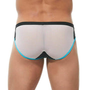 Gregg Homme Brief Challenger Sporty Slips Mesh Panels White/Aqua 170503 62 - SexyMenUnderwear.com
