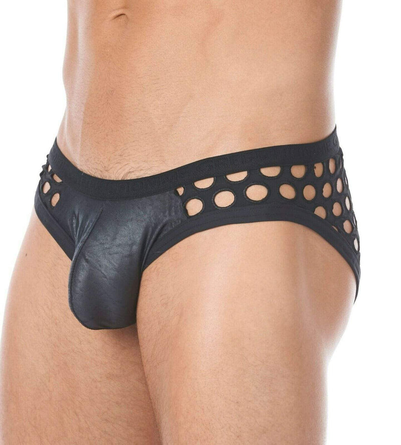 Gregg Homme Brief City Limit Laser Cut Holes Black 122713 134 - SexyMenUnderwear.com