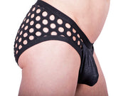 Gregg Homme Brief City Limit Laser Cut Holes Black 122713 134 - SexyMenUnderwear.com