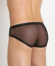 Gregg Homme Brief Mercury Mesh Slips Faux-Leather Metallic Silver 132603 77 - SexyMenUnderwear.com