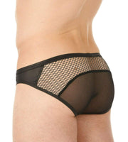 GREGG HOMME Brief Speed Faux Leather & Mesh Slip Black 132503 79 - SexyMenUnderwear.com