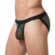 GREGG HOMME Brief Temptation Mesh With Snap Sexy Undies Khaki 152103 108 - SexyMenUnderwear.com