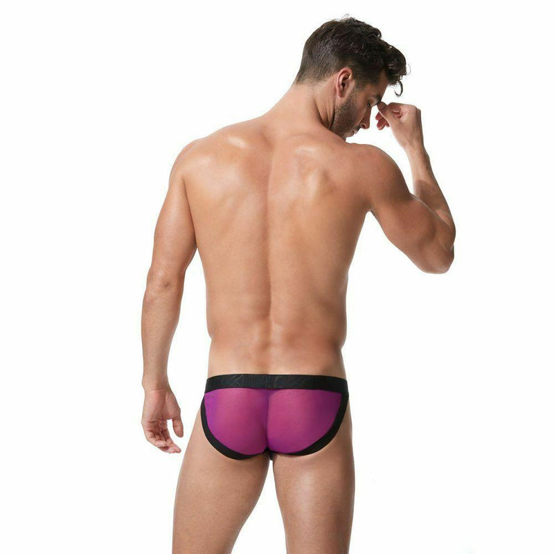 GREGG HOMME Brief Temptation Slip Briefs Mesh Pouch Unsnaps Magenta 152103 107 - SexyMenUnderwear.com