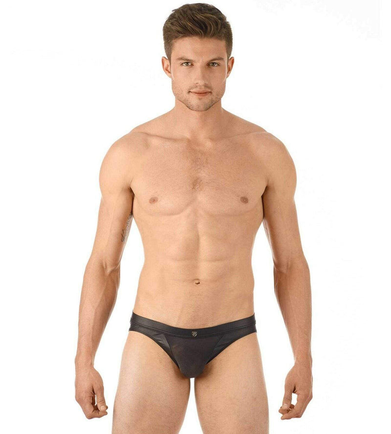 Gregg Homme Brief Two-Timer Leather Look Slip Black 130303 71 - SexyMenUnderwear.com