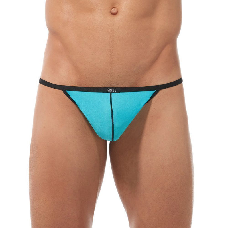 Gregg Homme C-Ring Pouch Torridz Ultra-Stretch BackLess String Aqua Blue 87416 - SexyMenUnderwear.com