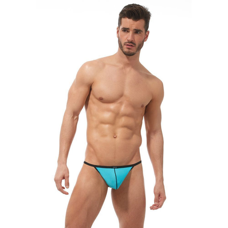 Gregg Homme C-Ring Pouch Torridz Ultra-Stretch BackLess String Aqua Blue 87416 - SexyMenUnderwear.com