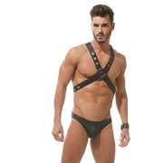 GREGG HOMME Chest X-Harness Charnel 100% Leather Adjustable Snaps O-Rings 162561 - SexyMenUnderwear.com