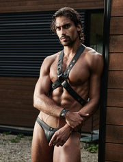 GREGG HOMME Chest X-Harness Charnel 100% Leather Adjustable Snaps O-Rings 162561 - SexyMenUnderwear.com
