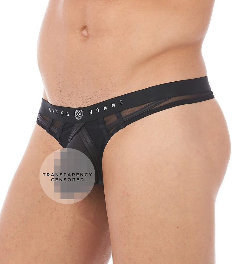 Gregg Homme Erupt Thong 8 Ways Stretch Sheer Mesh Black 140004 128A - SexyMenUnderwear.com