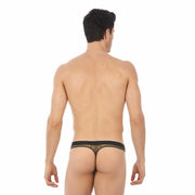 Gregg Homme Erupt Thong 8 Ways Stretch Sheer Mesh Khaki 140004 128A - SexyMenUnderwear.com
