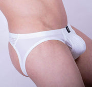 Gregg Homme Jock Drive Italian Mesh Jockstrap White 142634 101 - SexyMenUnderwear.com
