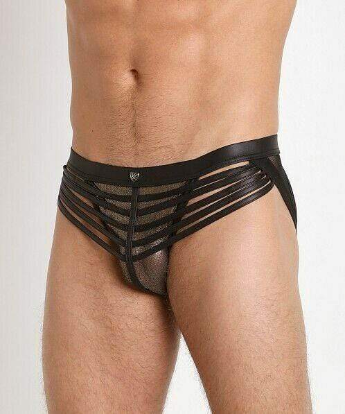 Gregg Homme Jock Mercury Metallic Mesh Leather Look Jockstrap Gold 132634 76 - SexyMenUnderwear.com