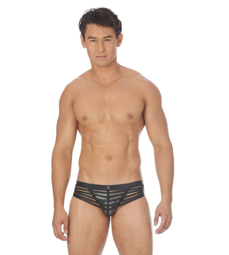 Gregg Homme Jock Mercury Metallic Mesh Leather Look Jockstrap Silver 132634 76 - SexyMenUnderwear.com