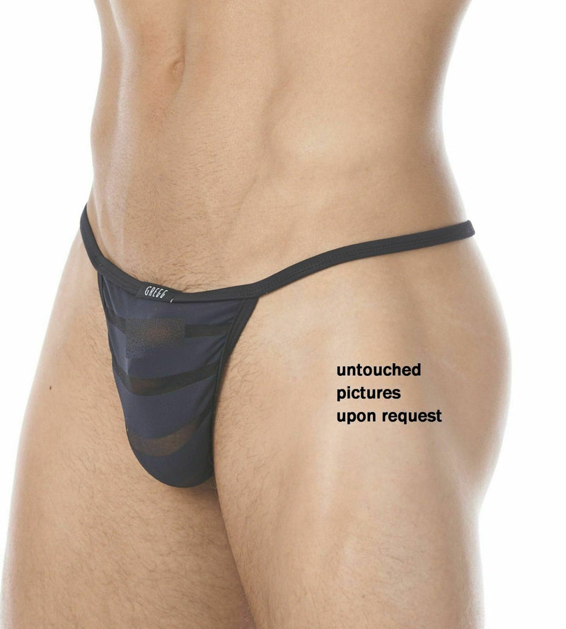 Gregg Homme String Mesh Encore Pouch Mens G-String Navy 122614 146 - SexyMenUnderwear.com