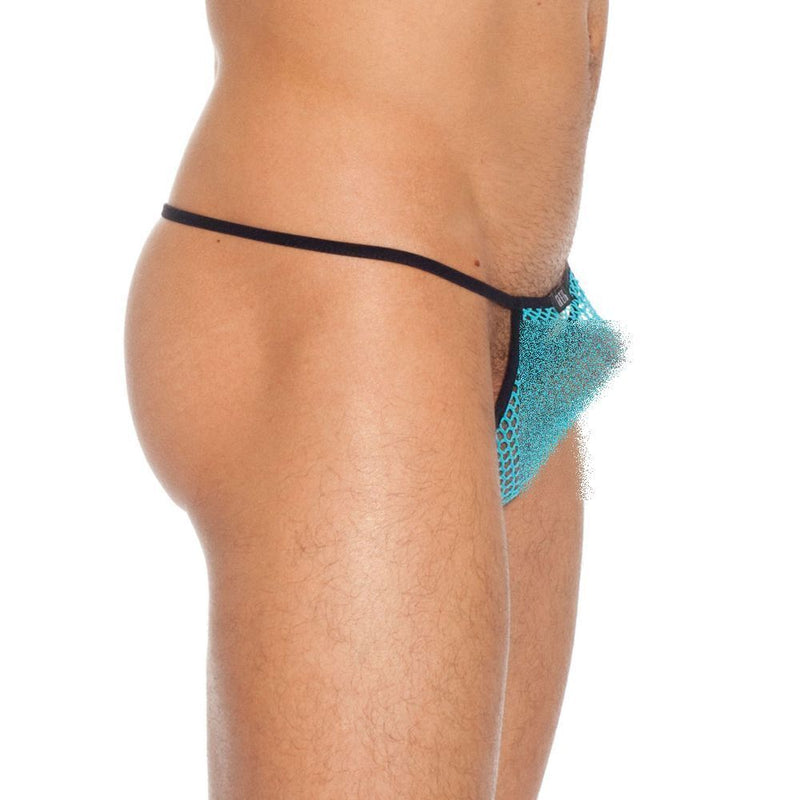 GREGG HOMME T-Back Strings Beyond Doubt Net Mesh G-String Aqua 110214 155 - SexyMenUnderwear.com