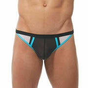 Gregg Homme Thong Challenger Sporty Mesh Underwear White/Aqua 170504 64 - SexyMenUnderwear.com