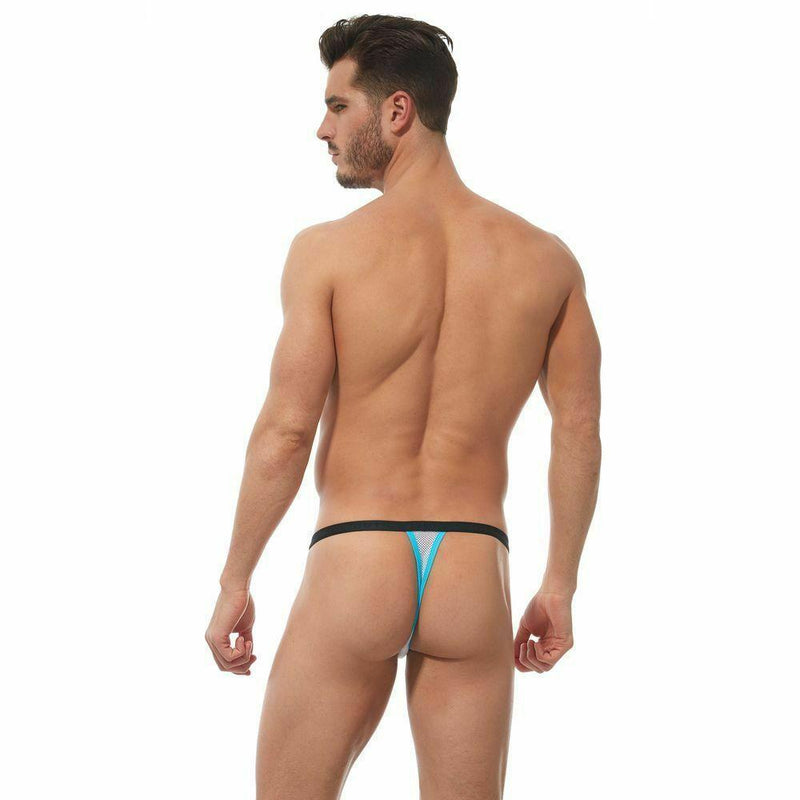 Gregg Homme Thong Challenger Sporty Mesh Underwear White/Aqua 170504 64 - SexyMenUnderwear.com