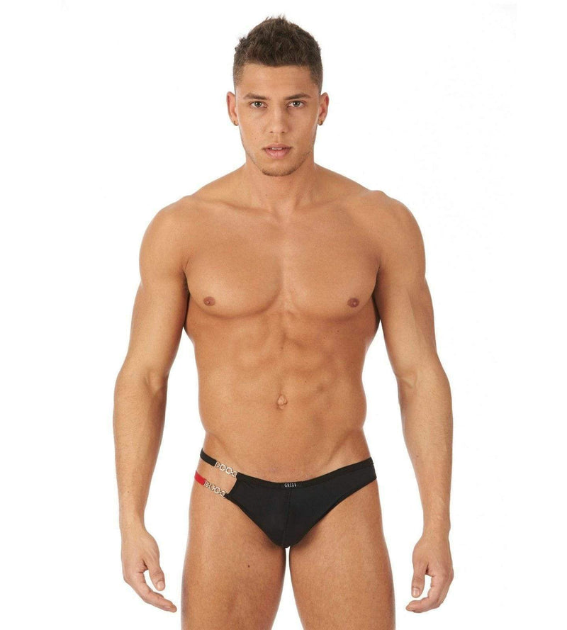 Gregg Homme Thong Cocky Asymmetric Tanga Metal Chains Black 120504 134 - SexyMenUnderwear.com