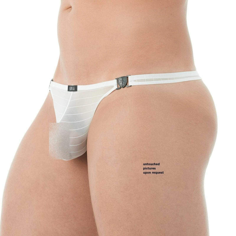 Gregg Homme Thong Suspender Mesh Detachable Clips Tangas White 142804 123 - SexyMenUnderwear.com