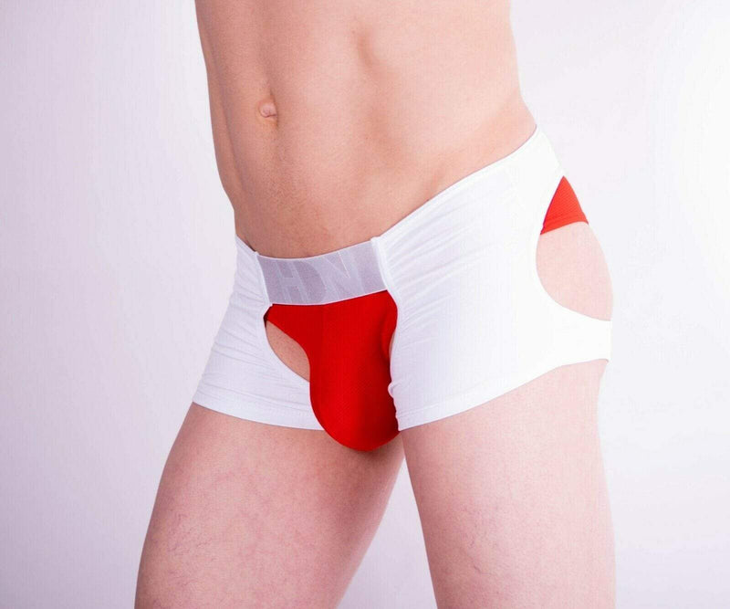 HIDDEN Bikini open bum shorty two piece combination Pouch White red 968 8 - SexyMenUnderwear.com