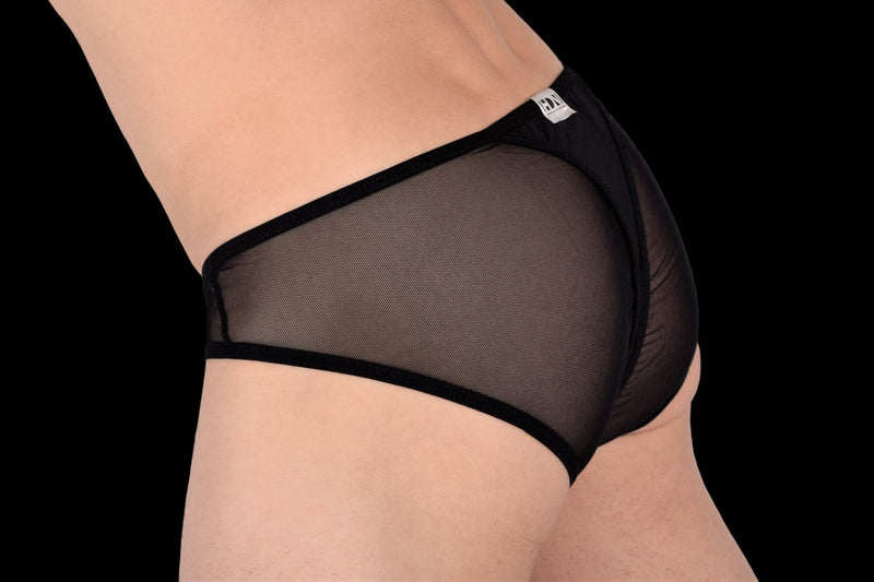 Hidden Thongs O-Ring Pouch Microfibre Mesh Bikini-Black 960 9 - SexyMenUnderwear.com