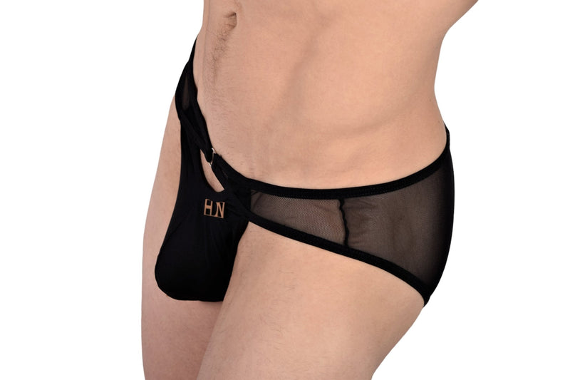 Hidden Thongs O-Ring Pouch Microfibre Mesh Bikini-Black 960 9 - SexyMenUnderwear.com