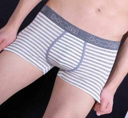 HOM HOM Boxer Cotton Comfy Mens Underwear White Ligned SMALL 3