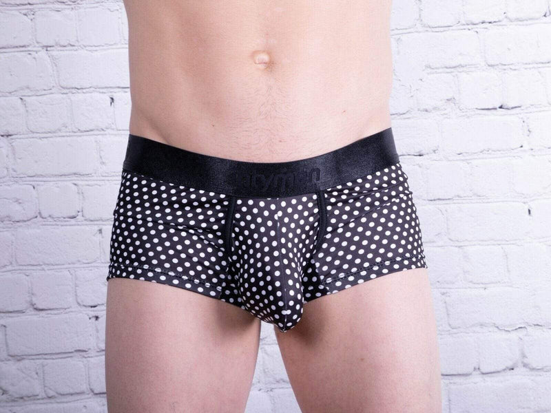 INTYMEN Boxer Mens Underwear Trunk Dots Black Ing053 MX2 - SexyMenUnderwear.com