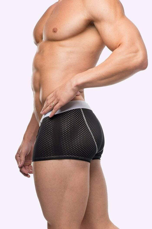 JJ Malibu Mens Underwear Mystery Mens Boxers Mesh Sexy Sports Boxers Black 1 - SexyMenUnderwear.com