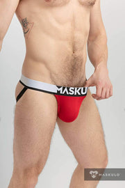 Jock MASKULO Microfiber Jockstraps with Silky Band Red JS162-10 26 - SexyMenUnderwear.com