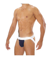 Jock TOF PARIS Alpha Jockstrap Sexy Soft Cotton Bi-Stretch Jersey Navy-White 30 - SexyMenUnderwear.com