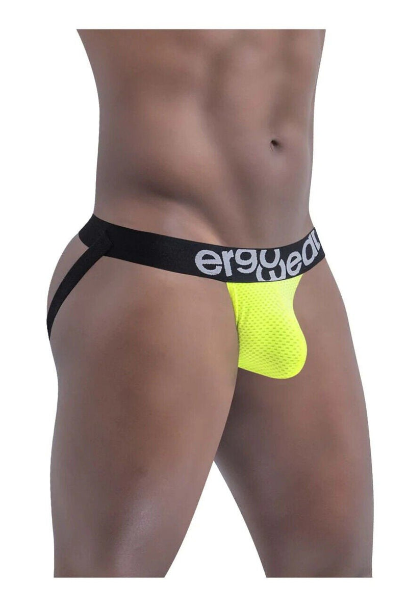 Jockstrap ErgoWear GYM Mesh Sports Low-Rise Jock Neon Yellow 1429 77 - SexyMenUnderwear.com