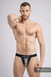 Jockstrap "MASKULO" Printed Mesh Jock Elastic Extra Comfort White JS074-80 28 - SexyMenUnderwear.com