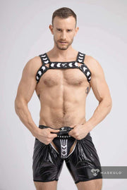 Jockstrap "MASKULO" Printed Mesh Jock Elastic Extra Comfort White JS074-80 28 - SexyMenUnderwear.com