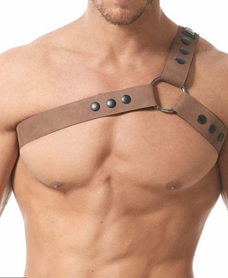 LARGE Gregg Homme Bonded Leather Harness Genuine Detach Straps Tan 150960 232 - SexyMenUnderwear.com