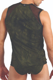 Large GREGG HOMME Tank top COMBAT Retro Muscle Shirt Army Green 85122 GT1 - SexyMenUnderwear.com