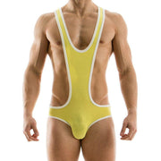 LARGE Modus Vivendi Singlet BodyWear Wresling suit lutteur Yellow 11281 18 - SexyMenUnderwear.com