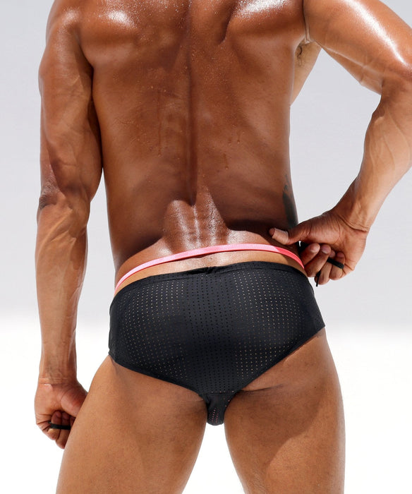 Large RUFSKIN DUO Swim-Brief Sunga Calkini Perforated Stretch Nylon Black 10 - SexyMenUnderwear.com