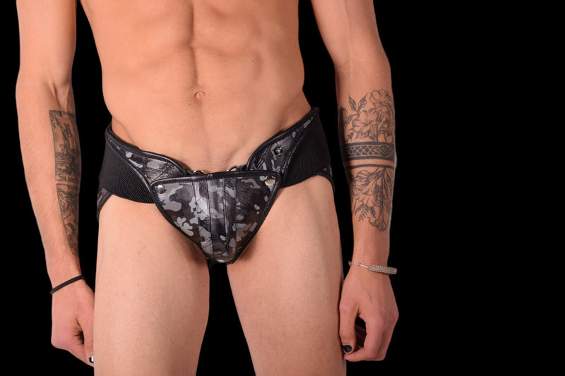 Large SMU Leather Camo Jockstrap Adjustable CodPiece 14 - SexyMenUnderwear.com