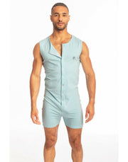 L'Homme Invisible Sleeveless Bodysuit Hypnos Ice Blue Cotton Jersay HW137 9 - SexyMenUnderwear.com