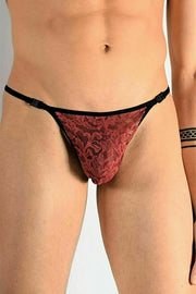 L'Homme Invisible String Striptease Italian Lace Thong Delos Red MY11X 2 - SexyMenUnderwear.com