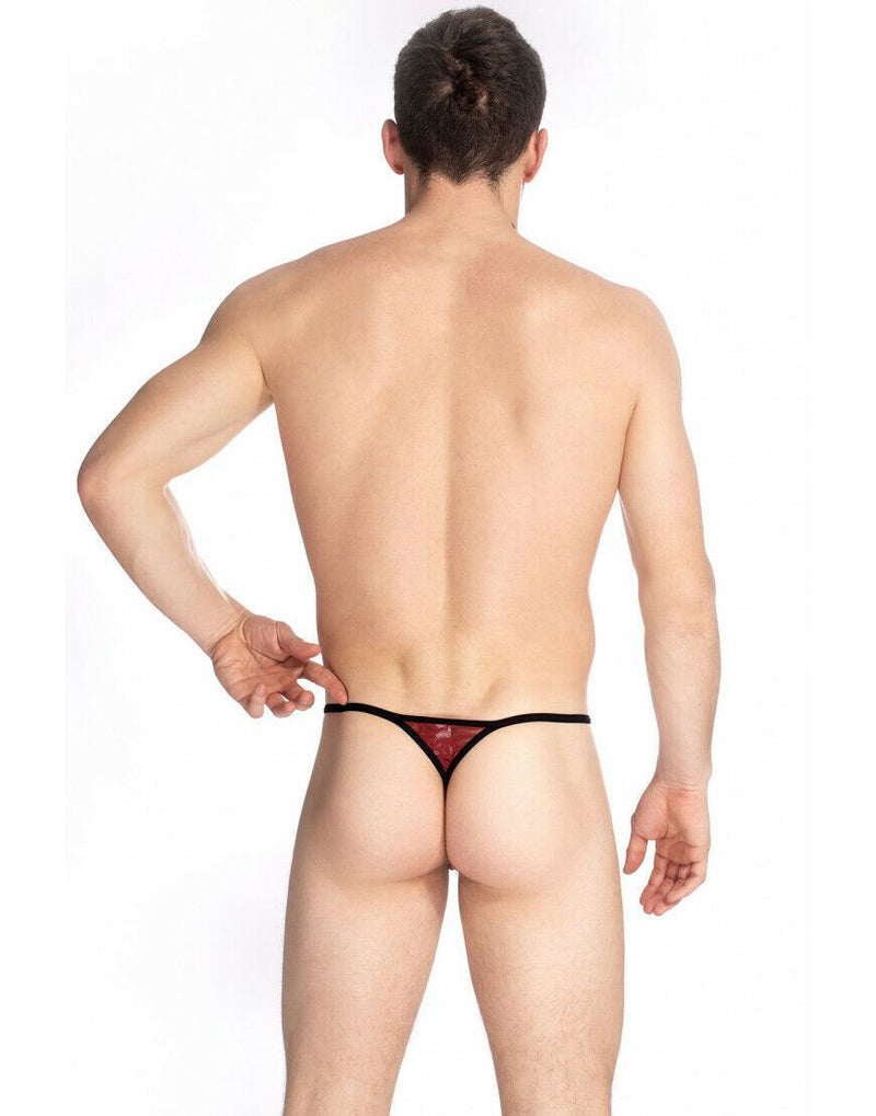 L'Homme Invisible String Striptease Italian Lace Thong Delos Red MY11X 2 - SexyMenUnderwear.com