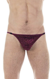 L'Homme Invisible String Striptease Italian Velvet Thong Manta Red MY83 1 - SexyMenUnderwear.com
