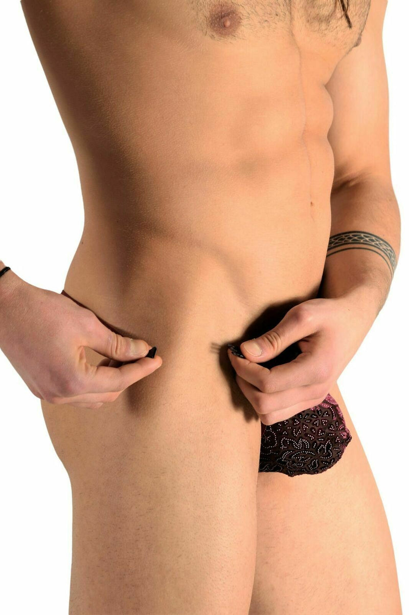 L'Homme Invisible String Striptease Italian Velvet Thong Manta Red MY83 1 - SexyMenUnderwear.com