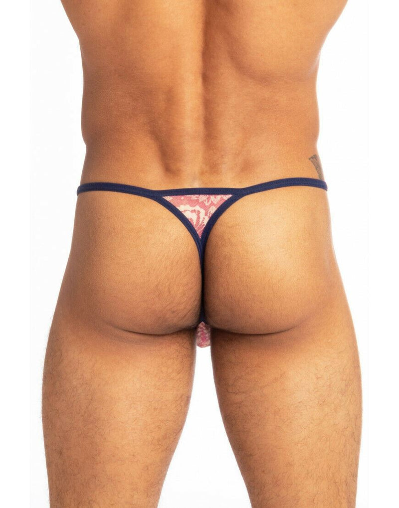 L'Homme Invisible String Striptease Thong Pink Lace Flower UW21X-LFR 9 - SexyMenUnderwear.com