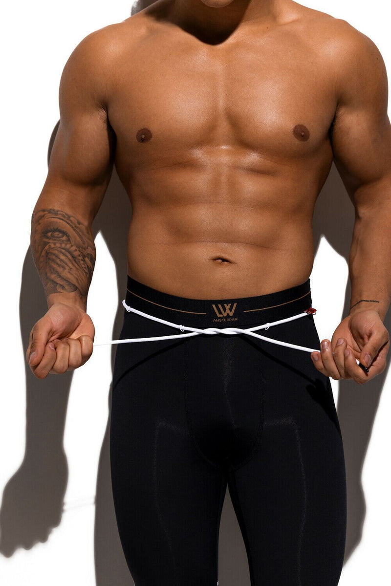 LVW AMSTERDAM Gold Legging Smooth Zippered Sports Leggings Black 18 - SexyMenUnderwear.com